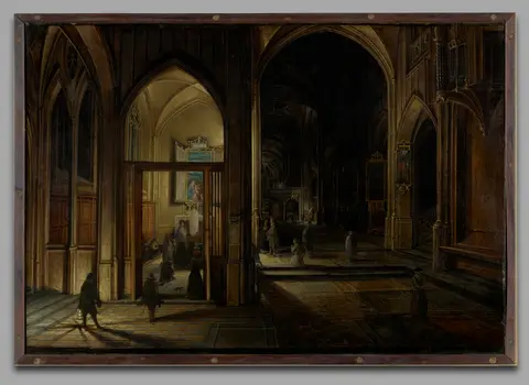 Interior of a Gothic Church at Night